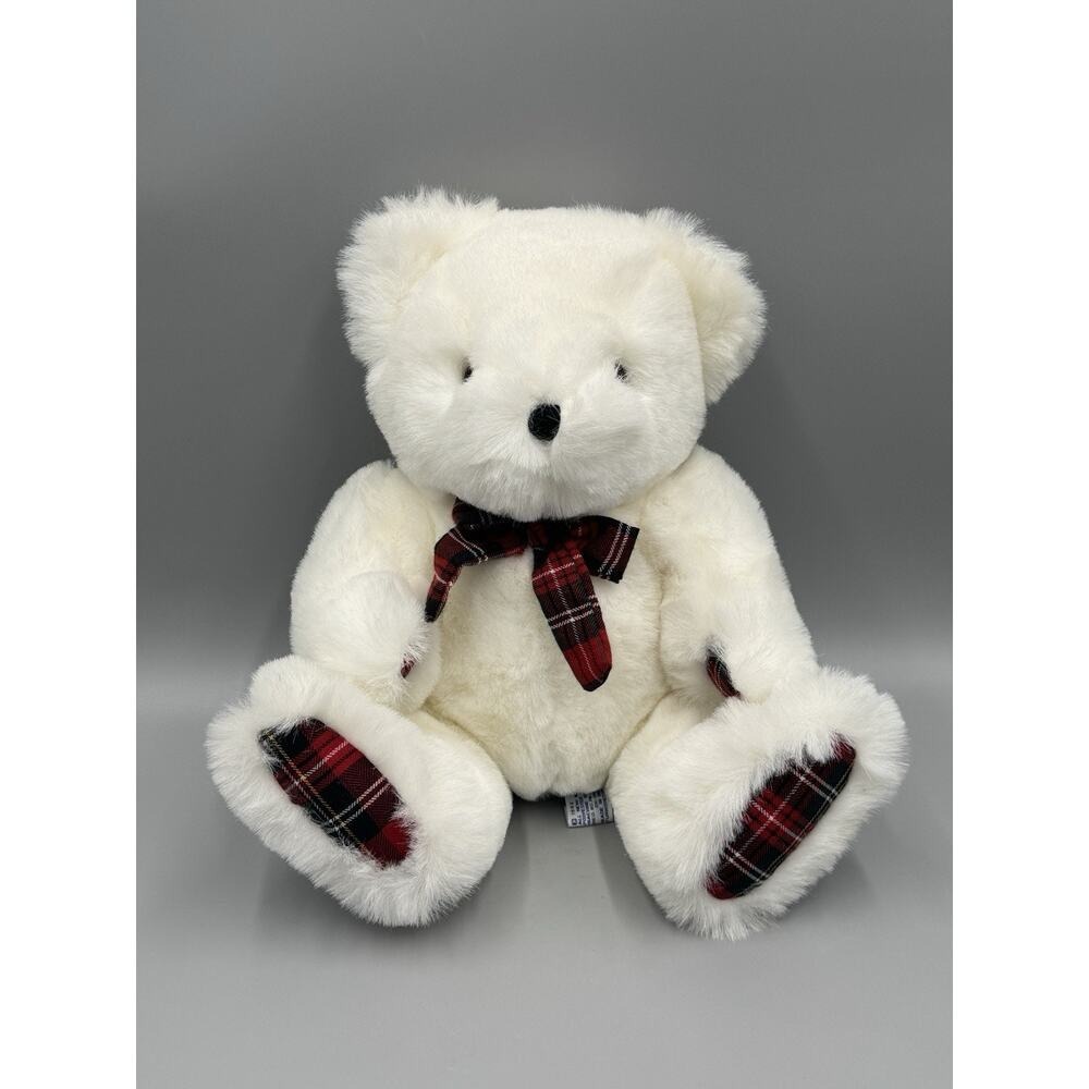 Vintage 1992 A&A Plush Aurora White Sitting Teddy Bear Plush 12" Stuffed Animal